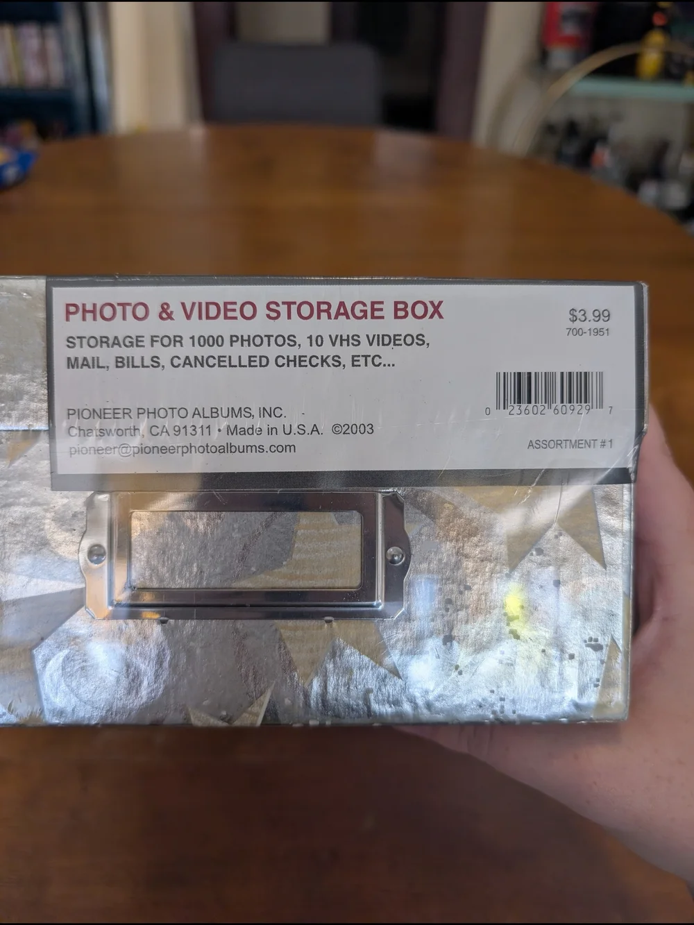 Celestial Y2K Pioneer Photo Albums Storage Box 1000 Photos & 10 VHS, Silver/Gold